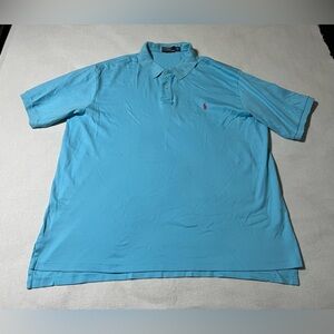 Polo Ralph Lauren Mens 3XLT Blue Short Sleeve Polo 100% Cotton Shirt *FLAW